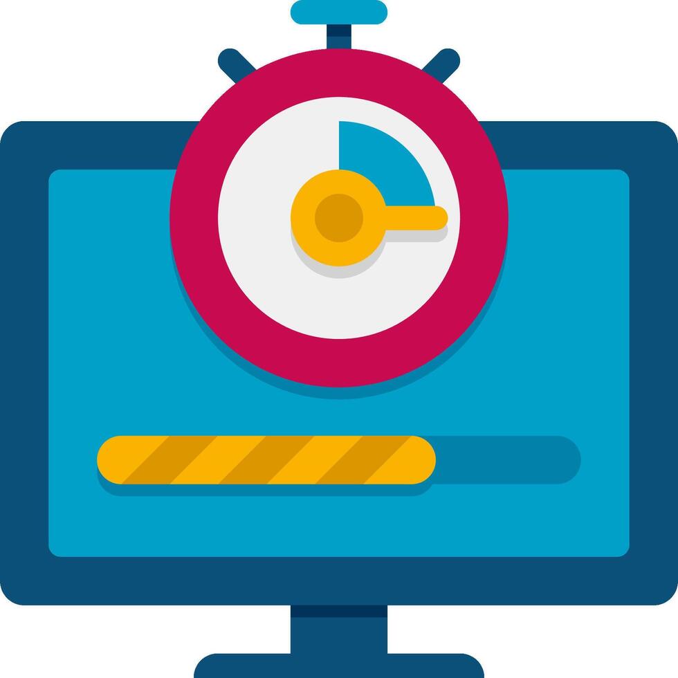 A computer monitor with a clock and a stopwatch vector