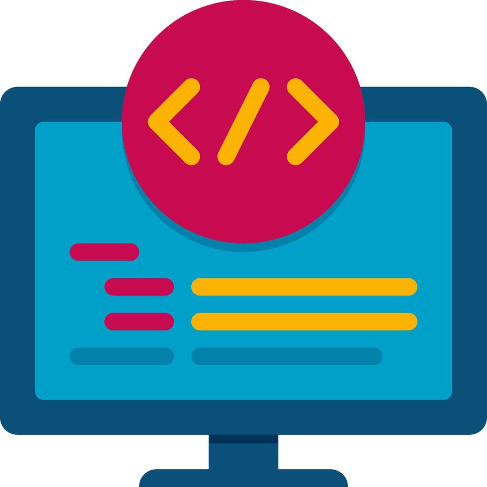 A computer monitor with a code symbol on it vector