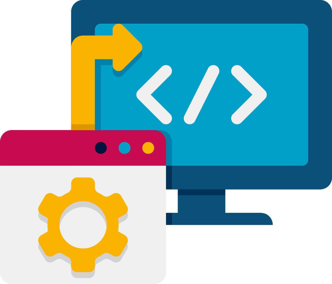 A computer monitor with a code symbol on it vector