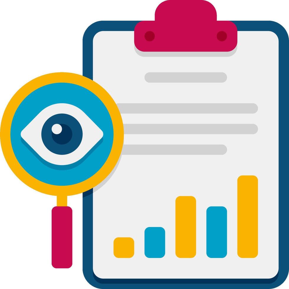 A clipboard with a magnifying glass and a chart vector