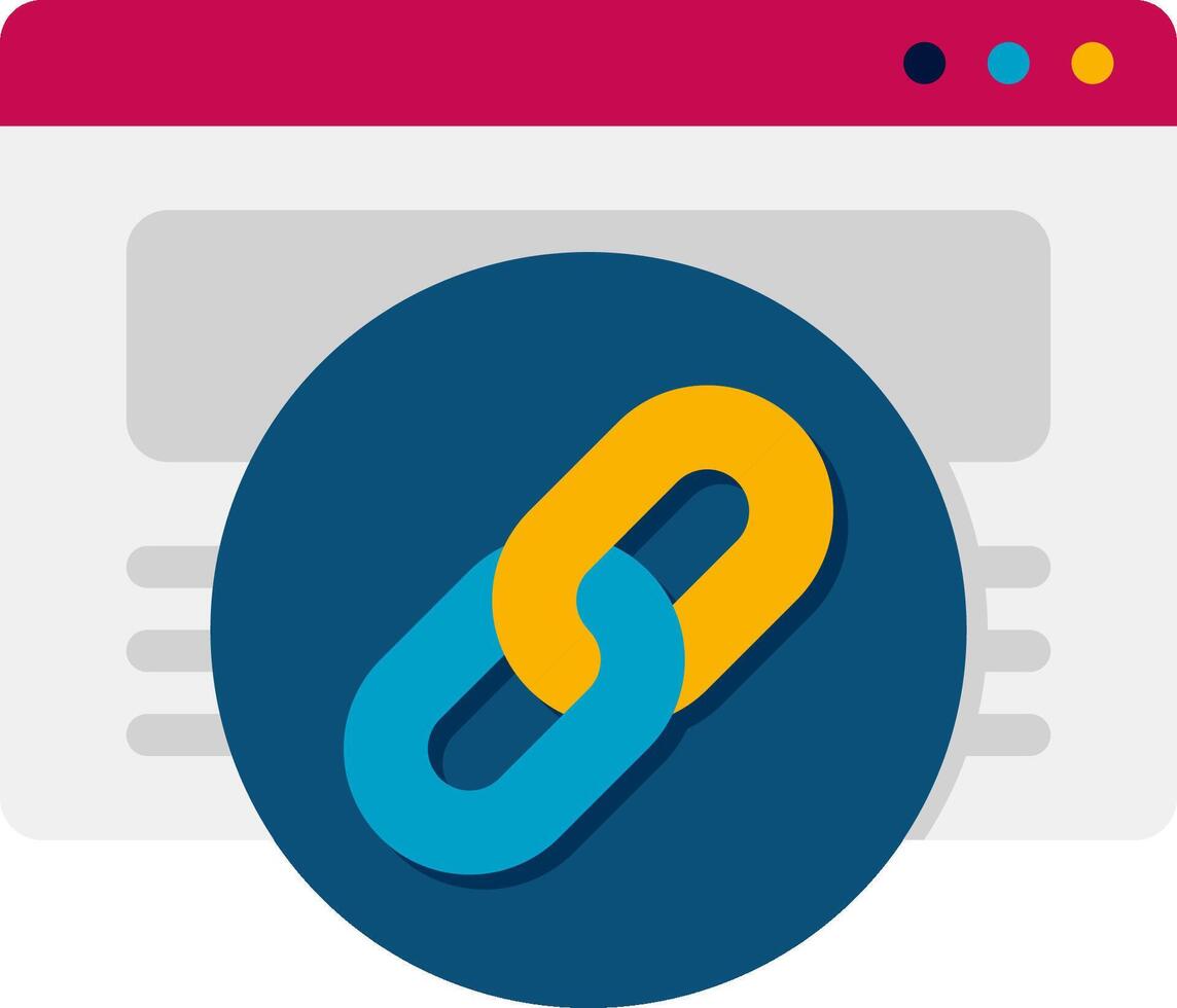 A link icon with a yellow and blue chain vector