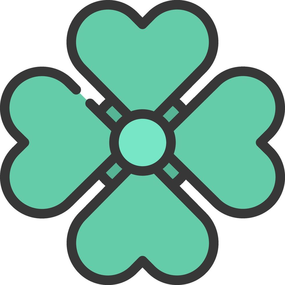 A green clover with four hearts in the center vector