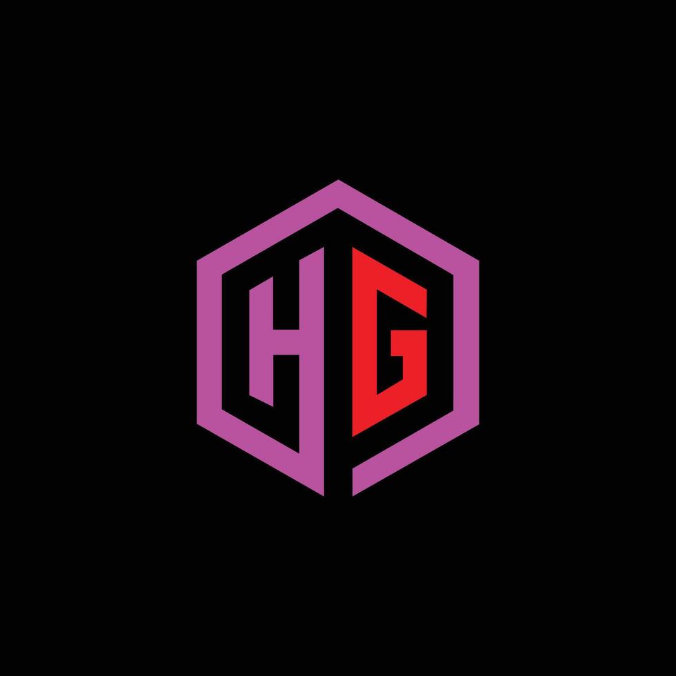 HG logo monogram with shield shape design template vector
