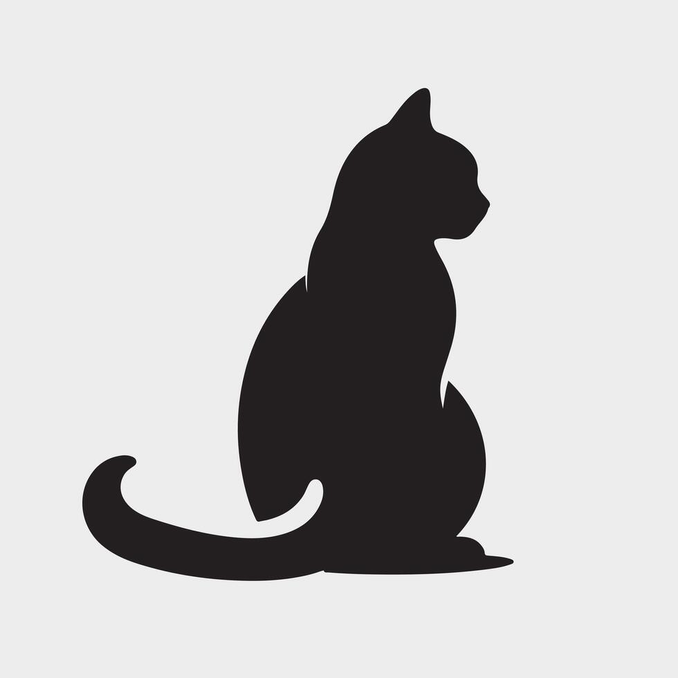 A silhouette of a cat. Kitty, black color silhouette, black color silhouette. Black Cat Sitting On White Background vector