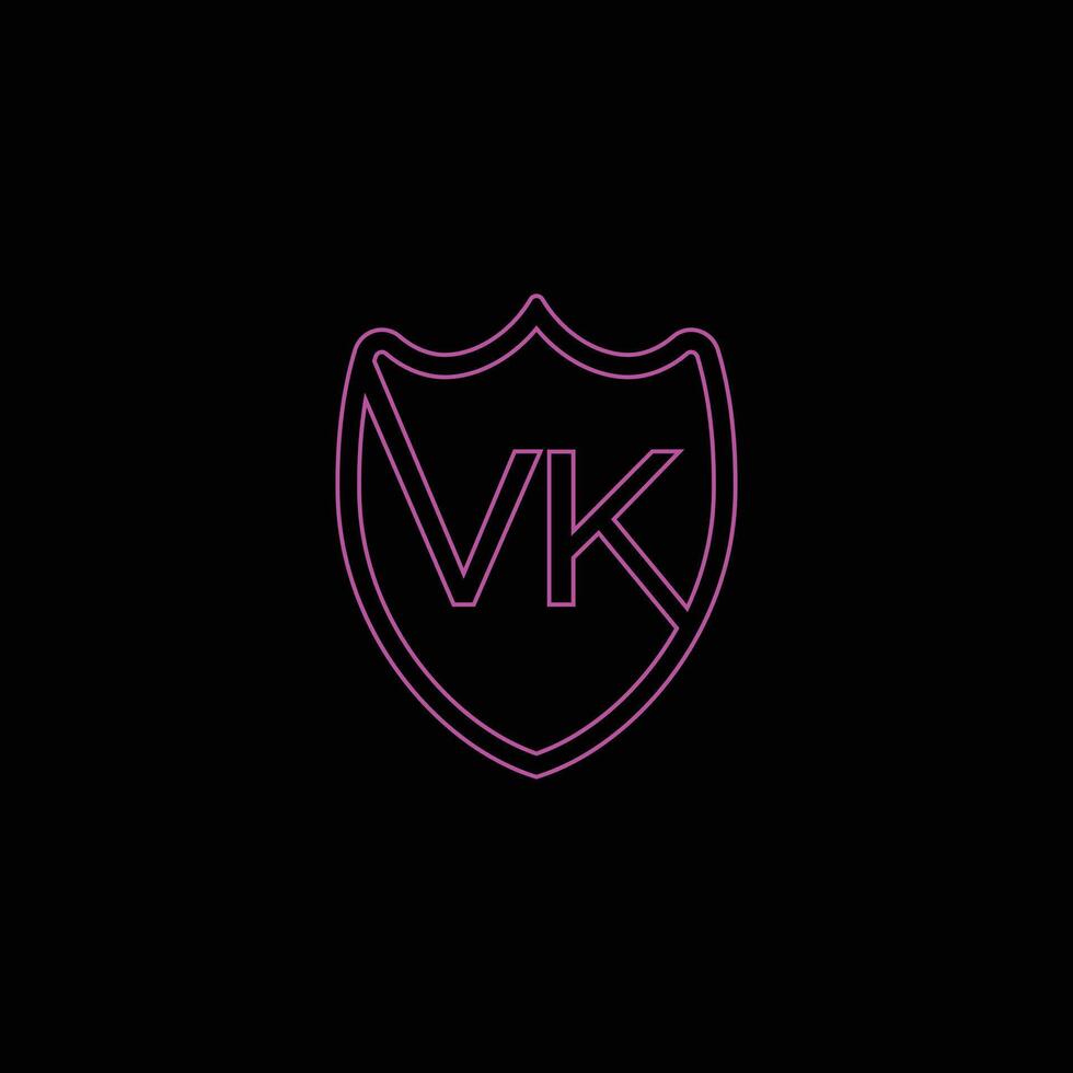 letter VK shield logo design template vector