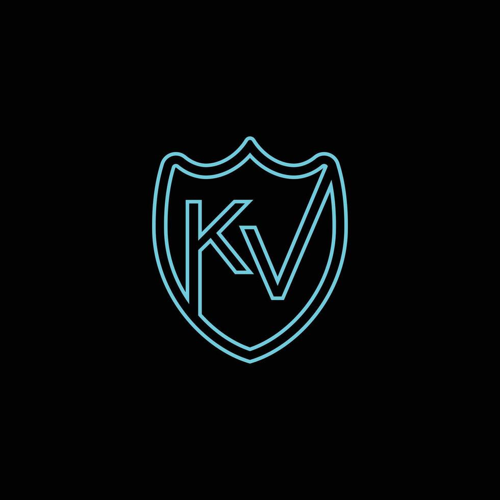 KV logo with shield shape and Logo design template vector