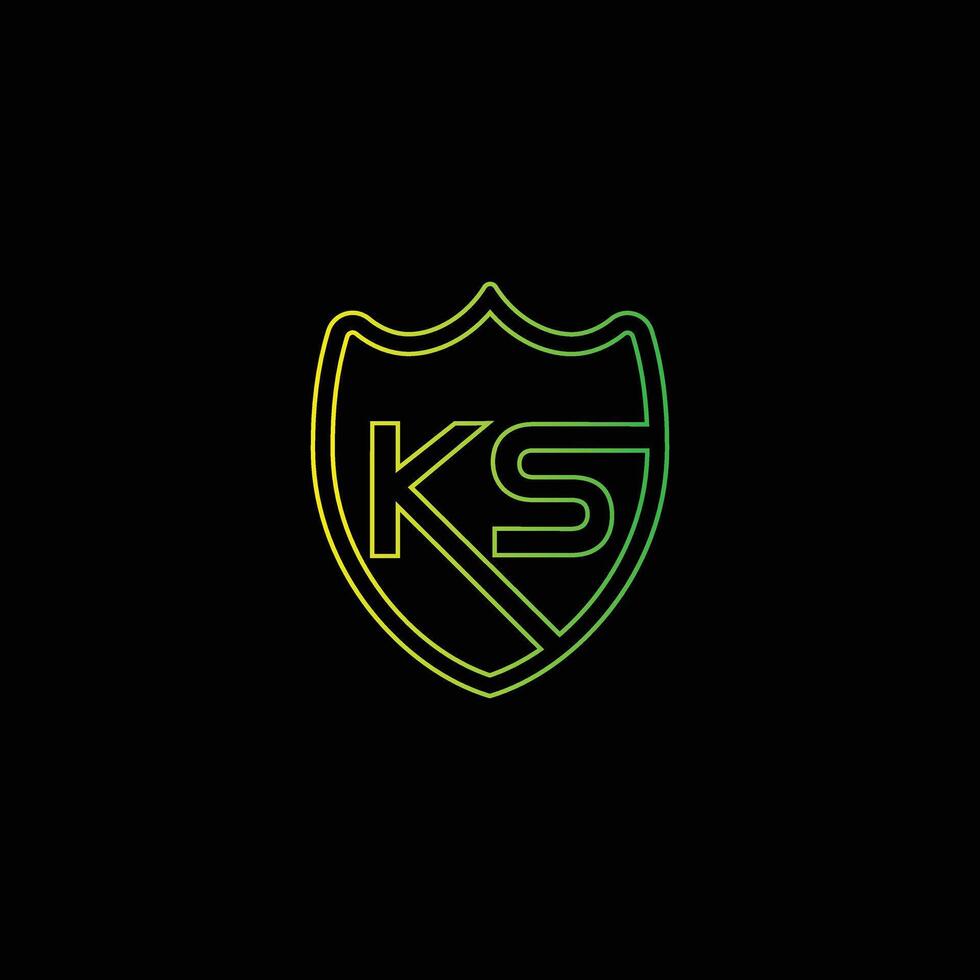 KS letter Logo with Shield, KS shield logo template design vector