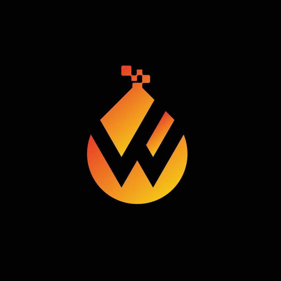 W tech logo design template, W tech logo, W technology vector