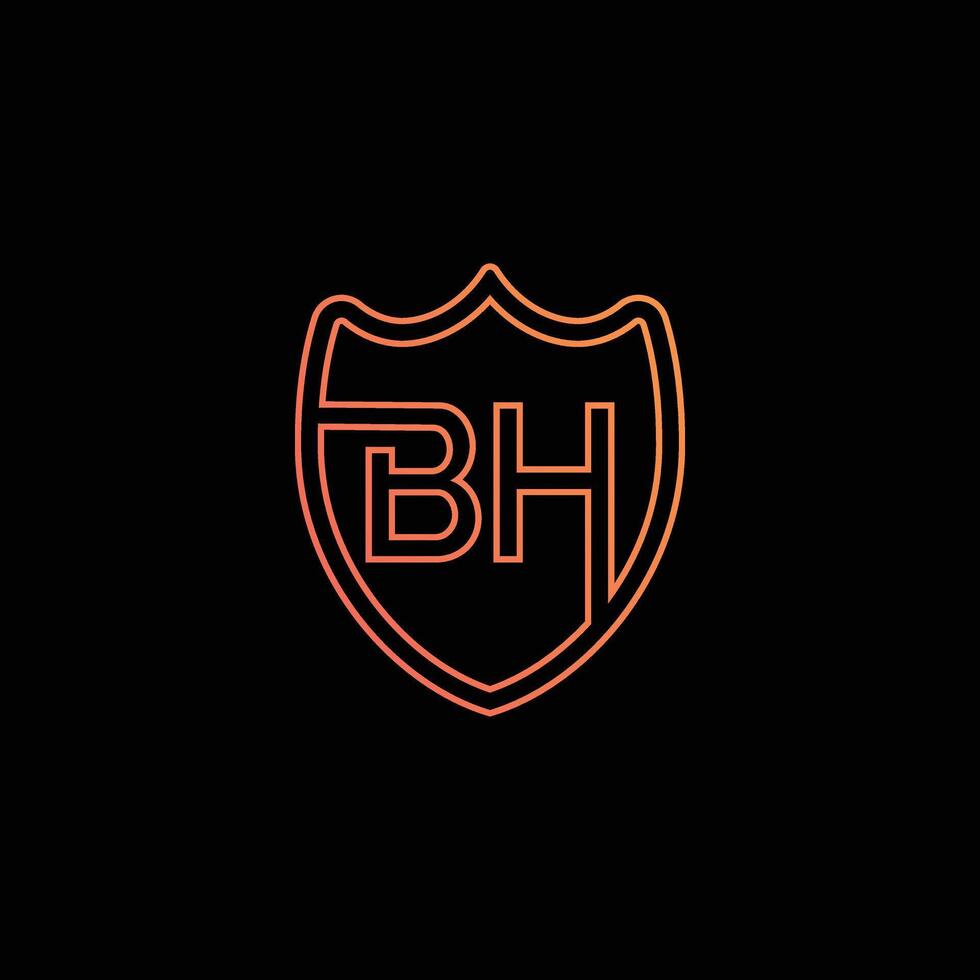 BH letter Logo with Shield, BH shield logo template design vector