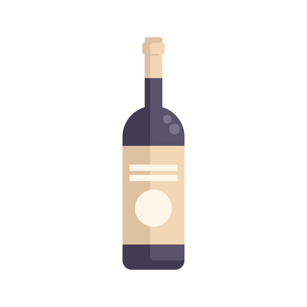 Wine bottle with cork and blank label standing up on white background vector