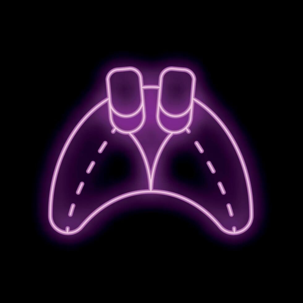 Neon sign representing video game controller glowing in dark background vector