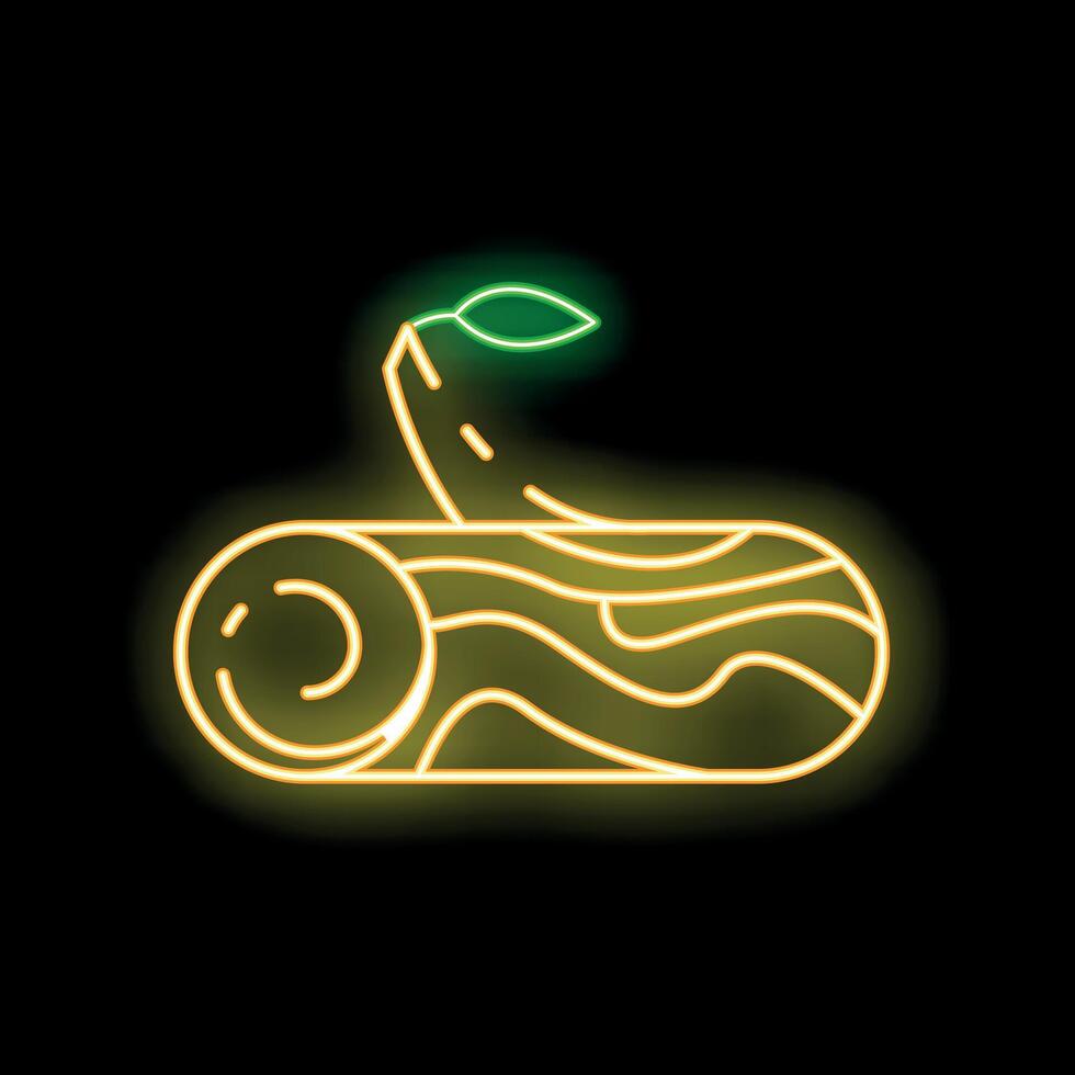 Glowing neon line wood log icon isolated on black background. Vector illustration
