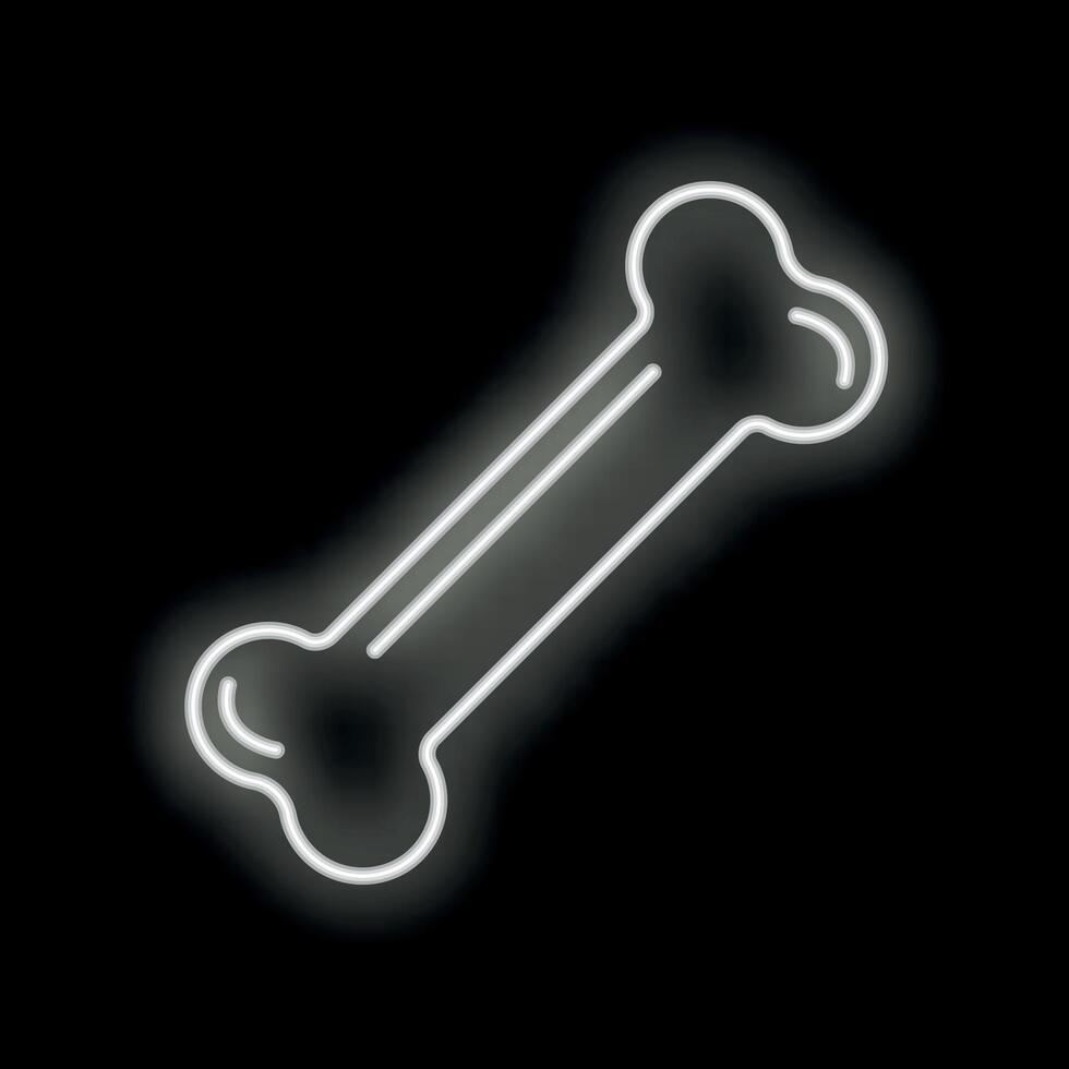 White neon sign showing a dog bone on black background vector