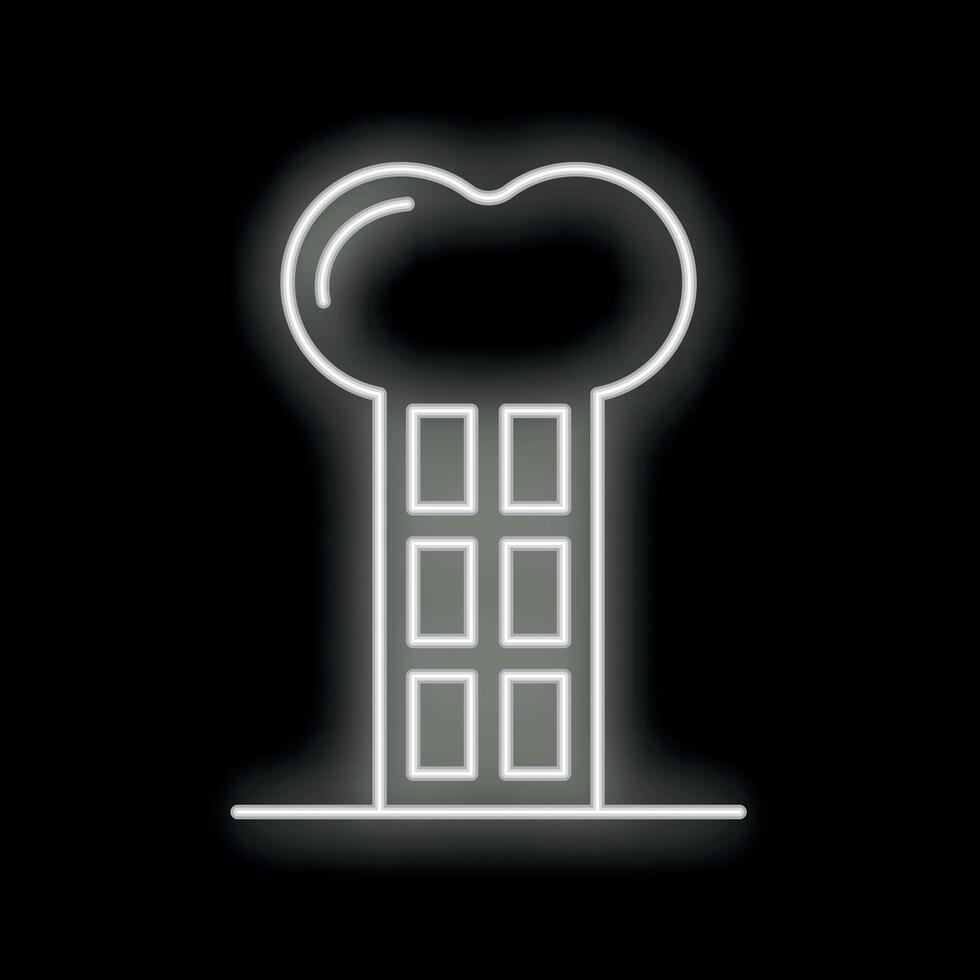 White neon sign shaped like a chef toque over black background vector