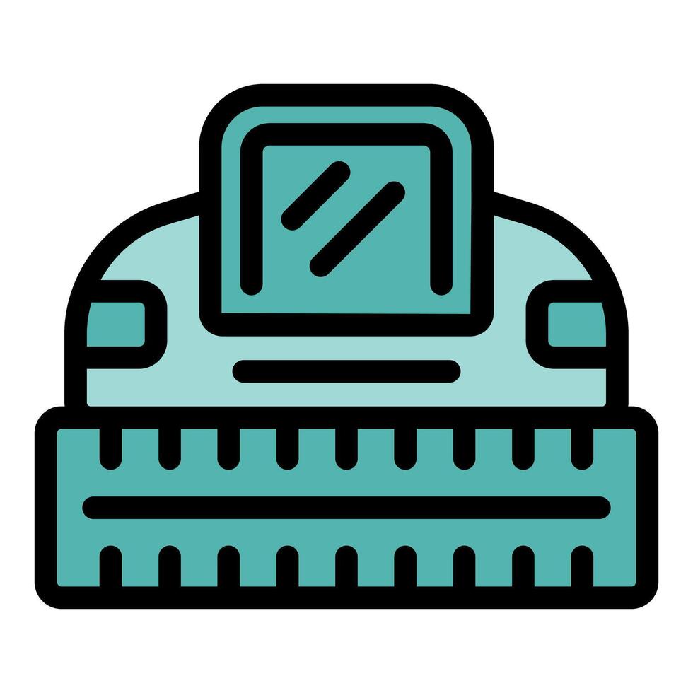 Combine harvester working on field filled with wheat icon vector outline