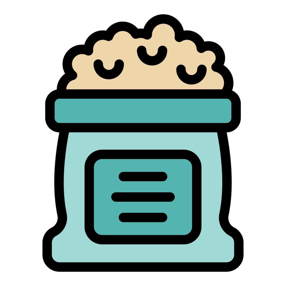 Full bag of flour with label for bakery logo vector