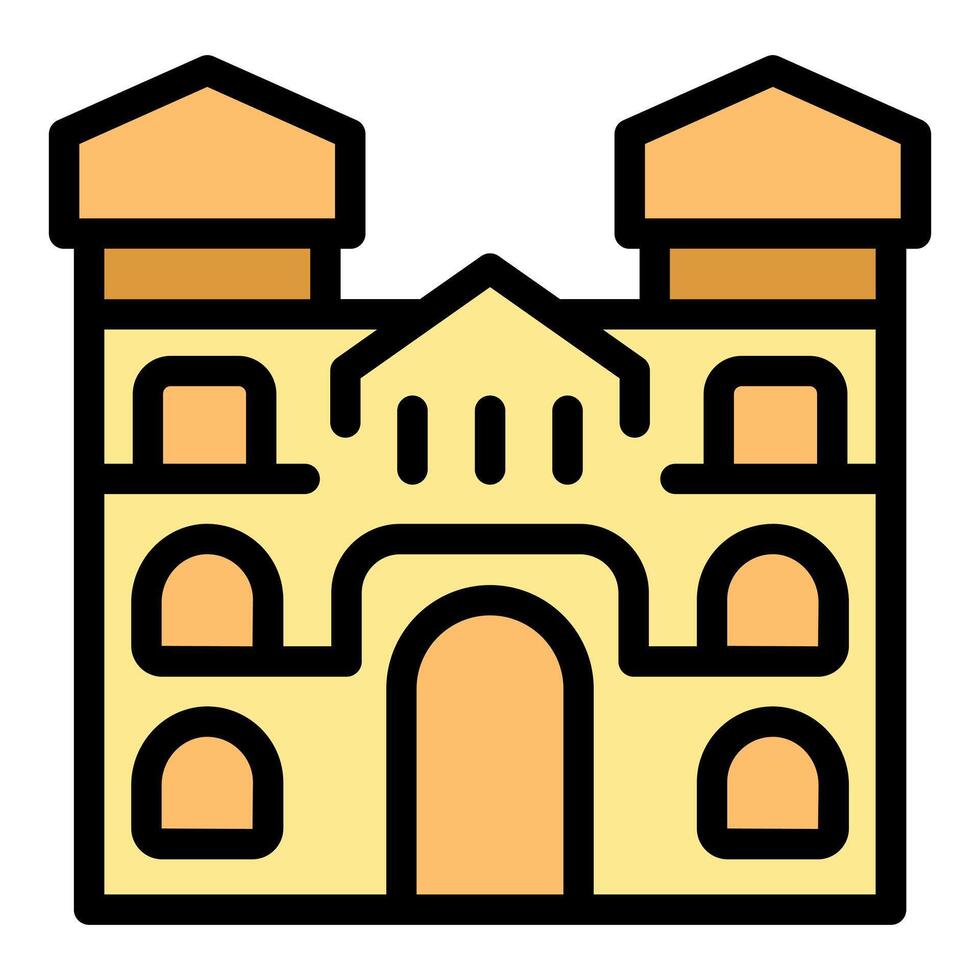 Big medieval castle with high towers icon vector