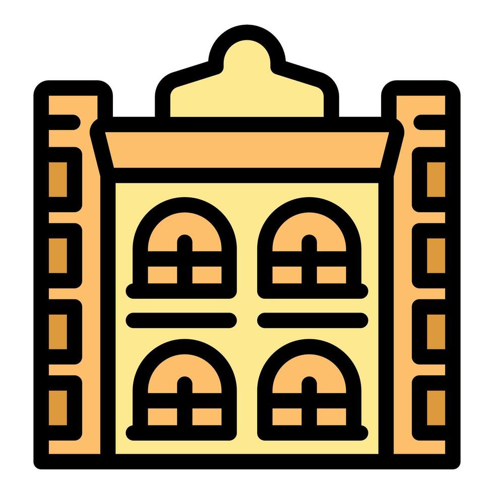 Old city hall building with large arched windows vector