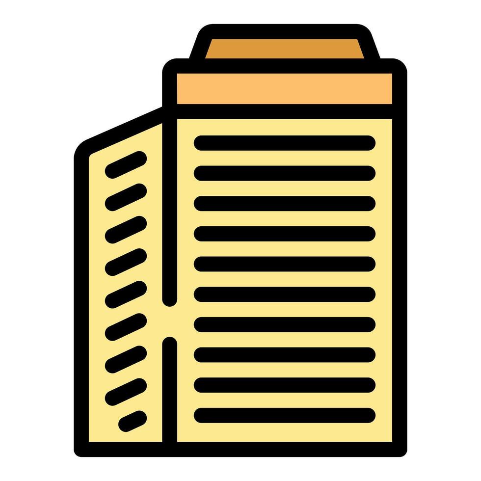 Modern building towering over city skyline vector