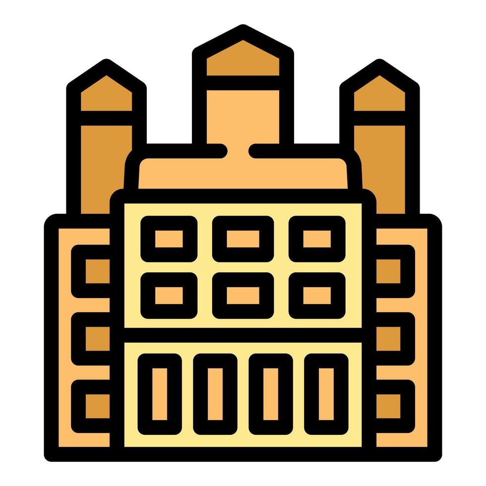Big grain processing factory building icon representing agricultural industry vector