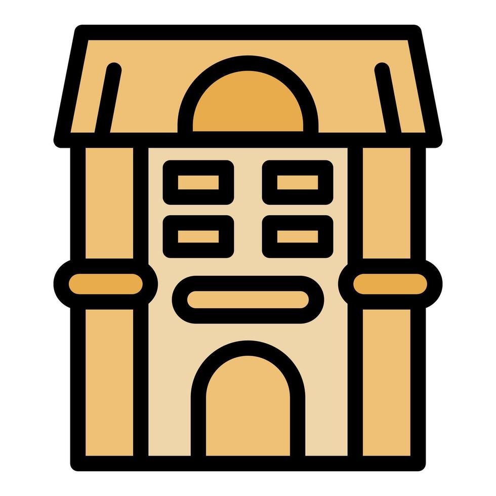 Classic building with arches and columns facade icon vector illustration