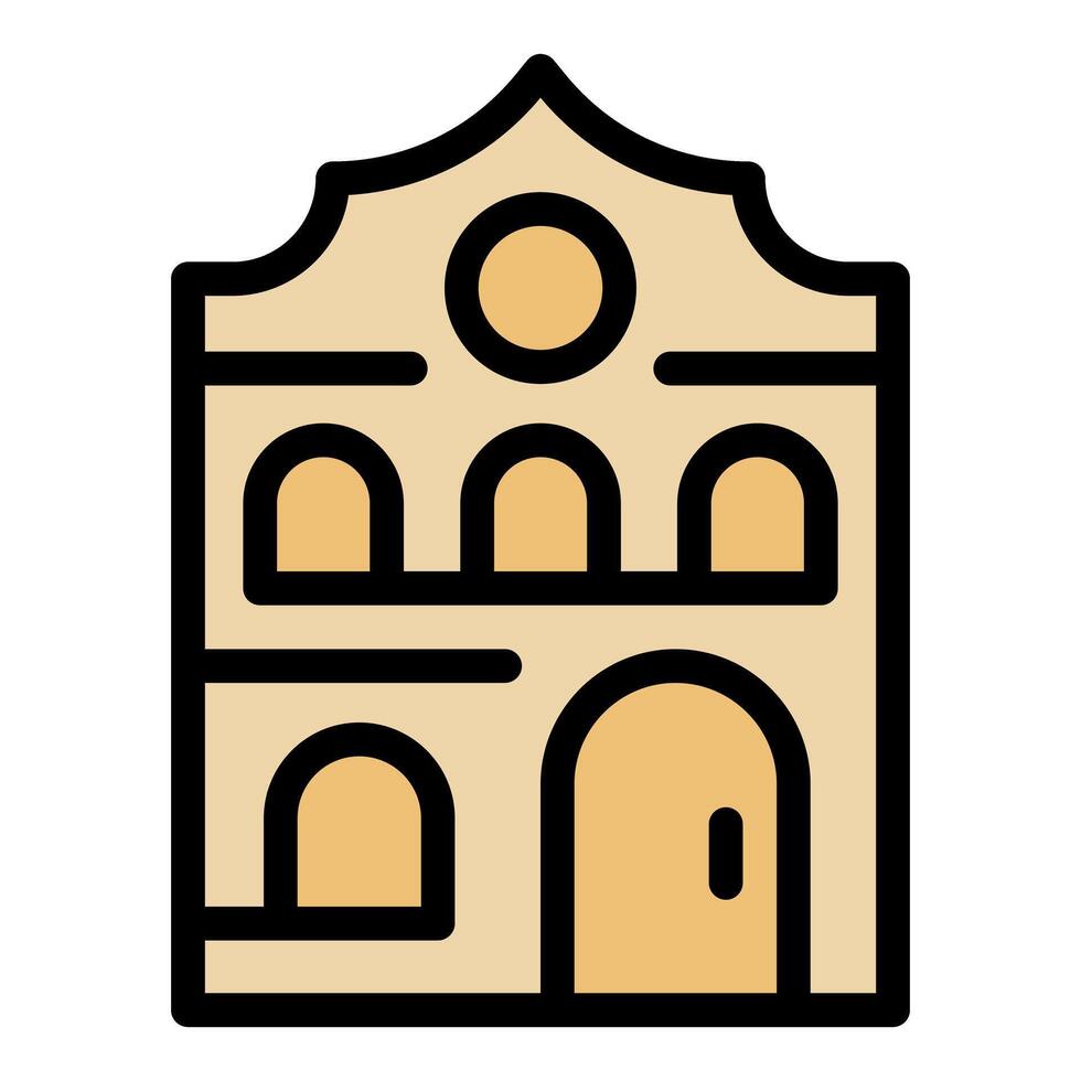 Old city hall building facade with arched entrance vector