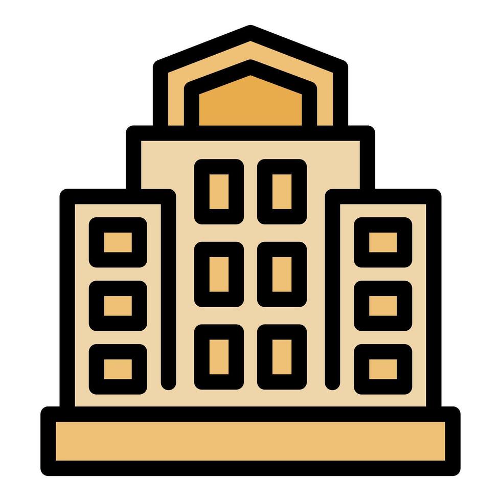 Modern apartment building facade with windows icon vector