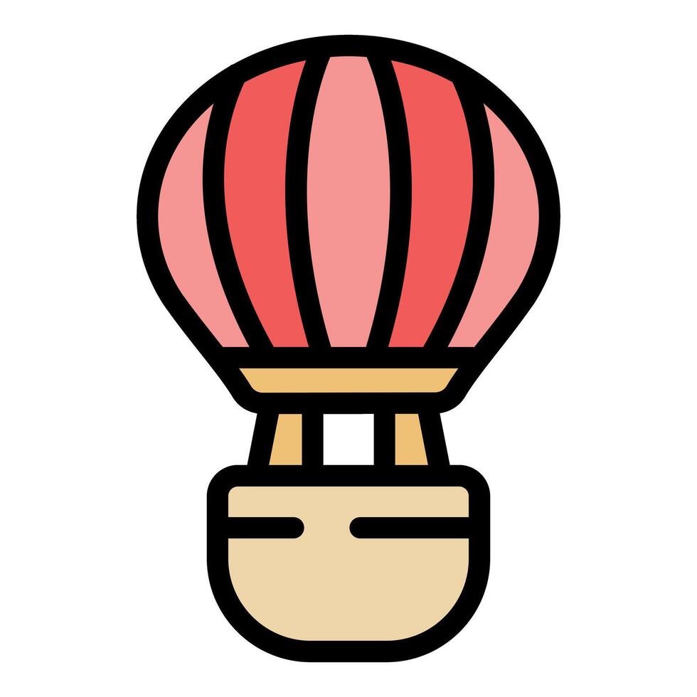 Red hot air balloon floating in sky filled with air vector