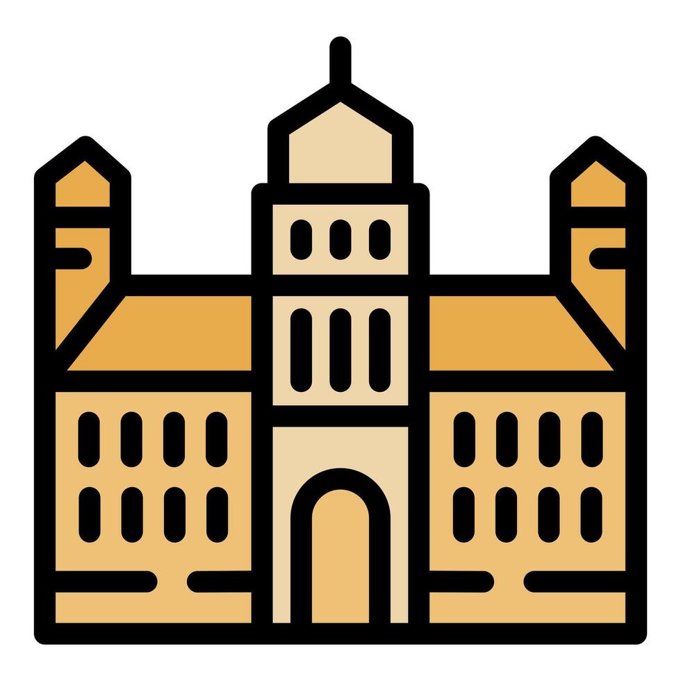 University building with big entrance and windows icon vector outline