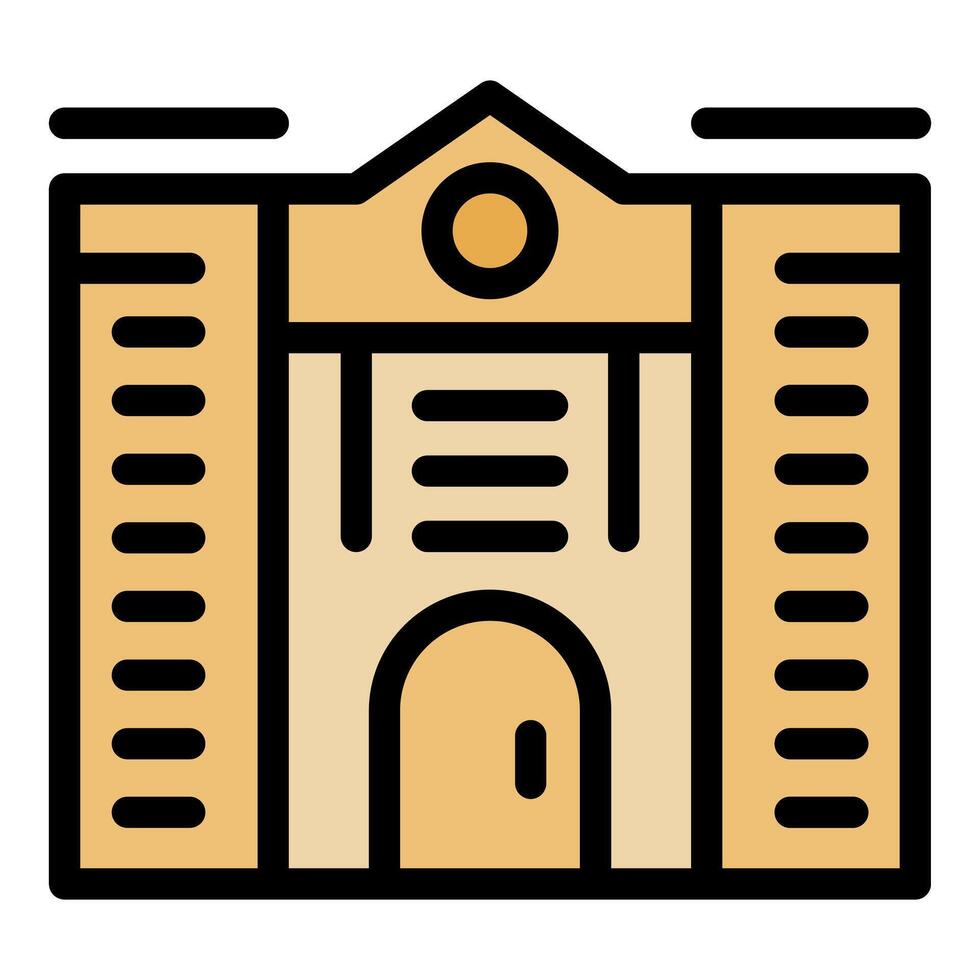 Government building facade with columns and entrance icon vector
