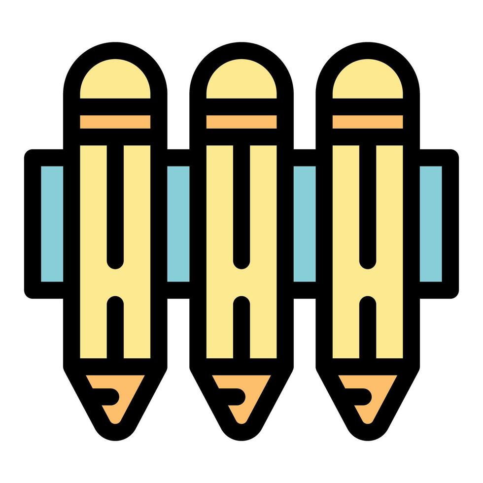 Three pencils pointing down in a row icon vector illustration