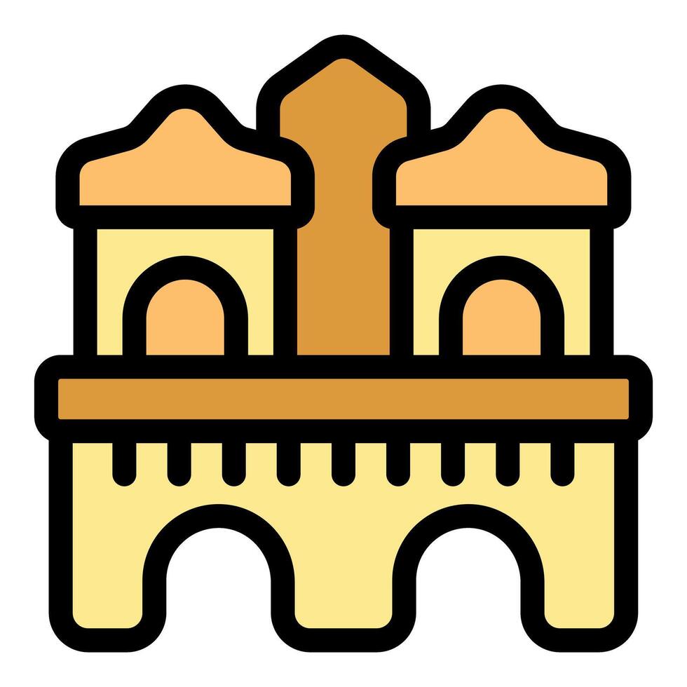 Ancient building with arches and towers representing historical architecture vector