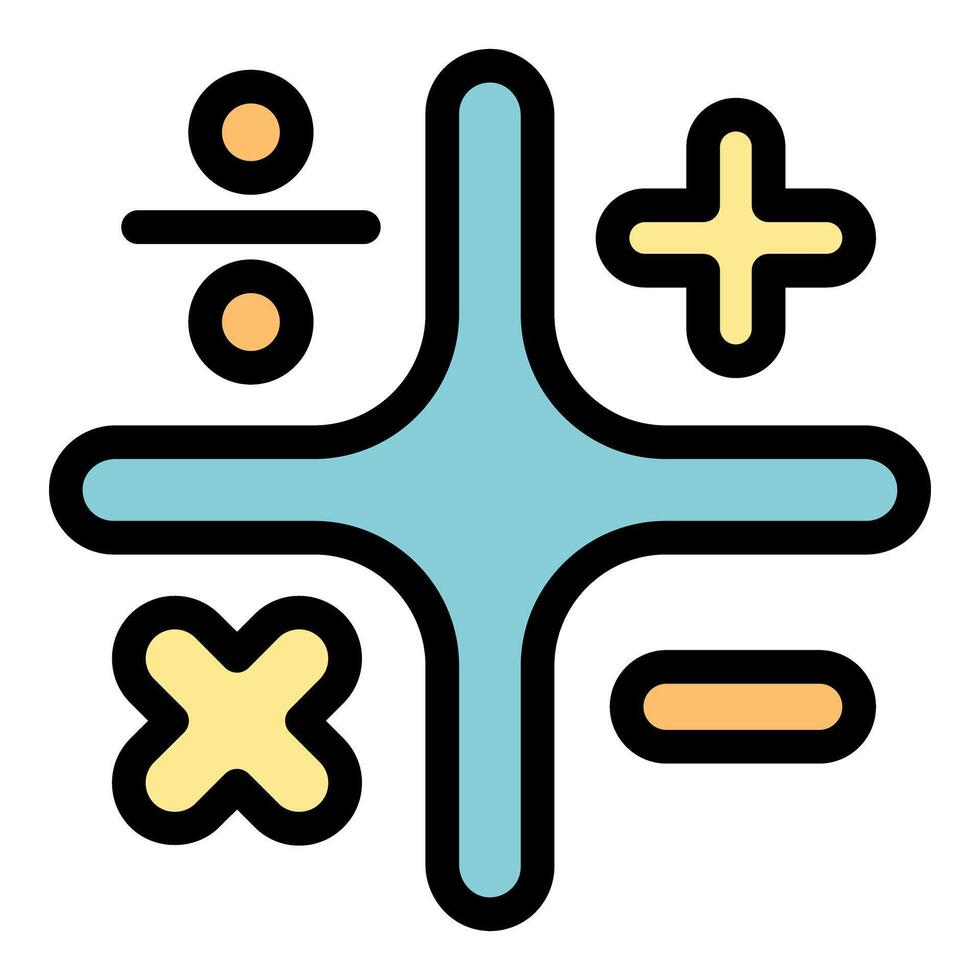 Blue cross showing basic math symbols adding subtracting multiplying dividing vector