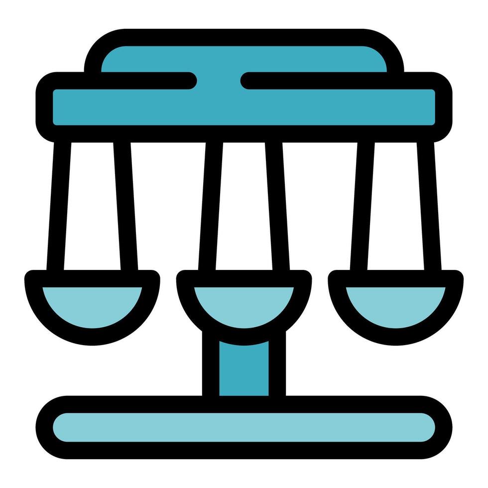 Swing ride attraction with three empty seats in amusement park vector