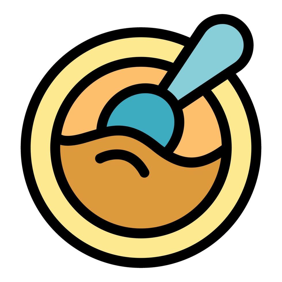 Spoon mixing bowl of batter cooking baking icon vector