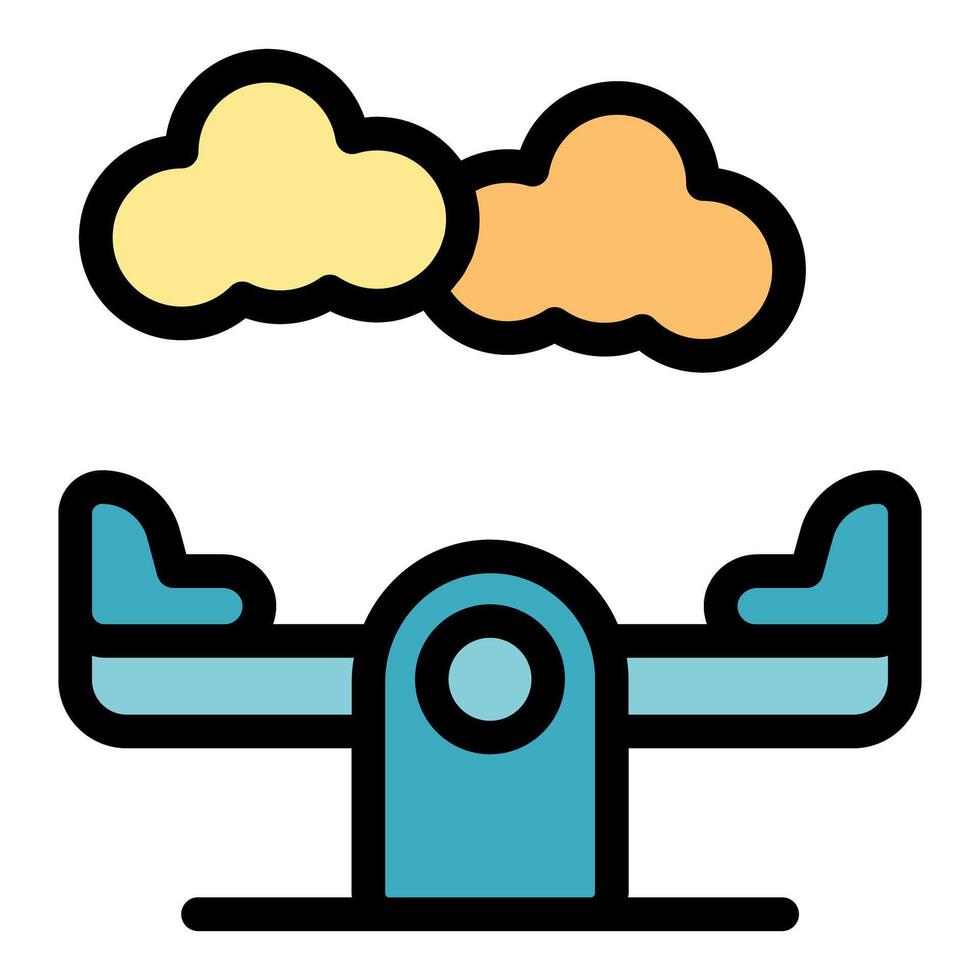 Empty seesaw balancing under two cartoon clouds on white background vector