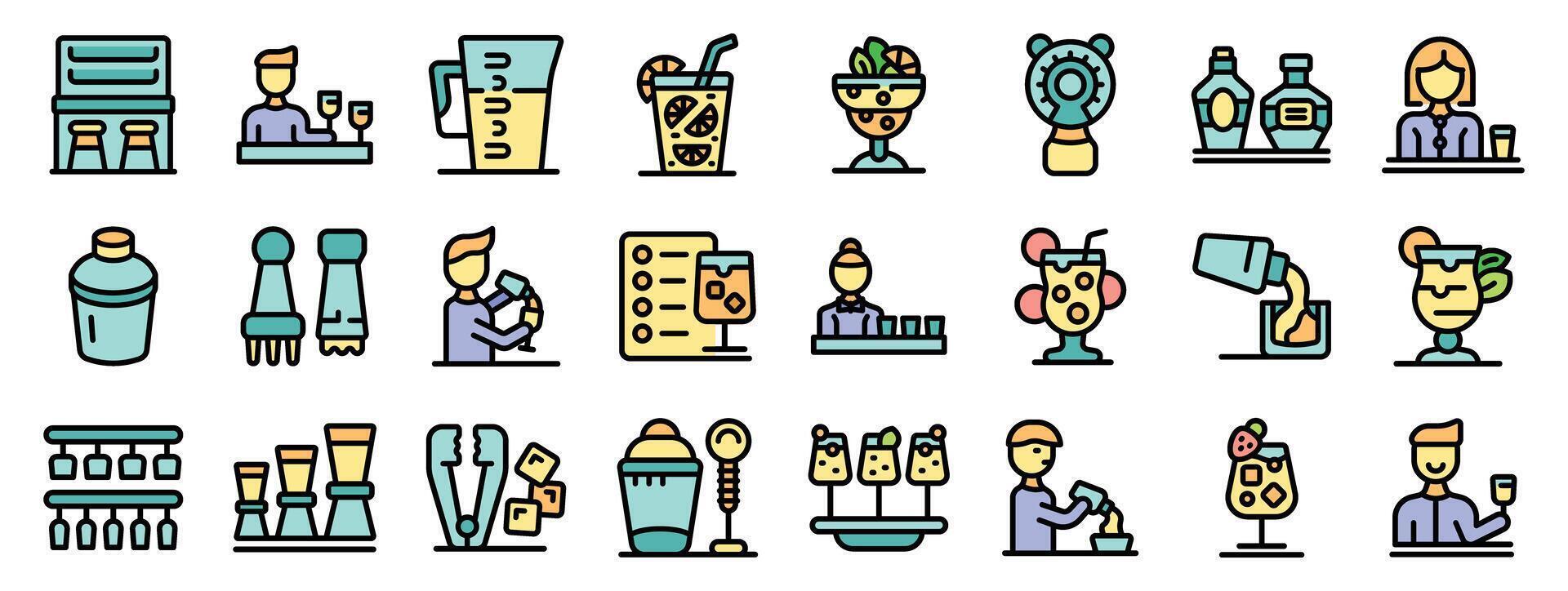 Bartender preparing cocktails and serving drinks in stylish bar vector