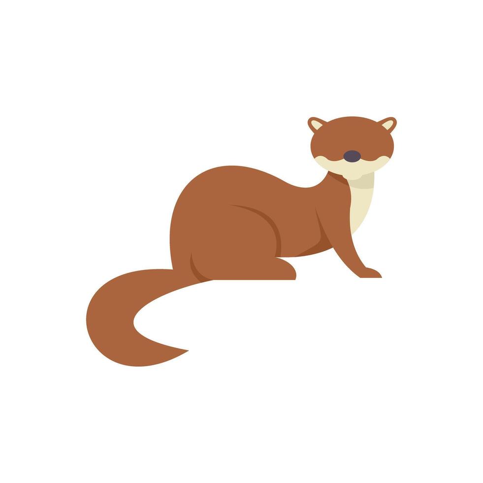 Cute brown otter lying down with long tail vector