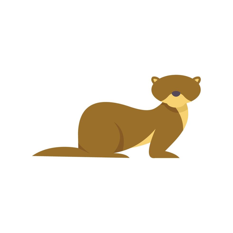 Cute brown otter is sitting and looking forward vector