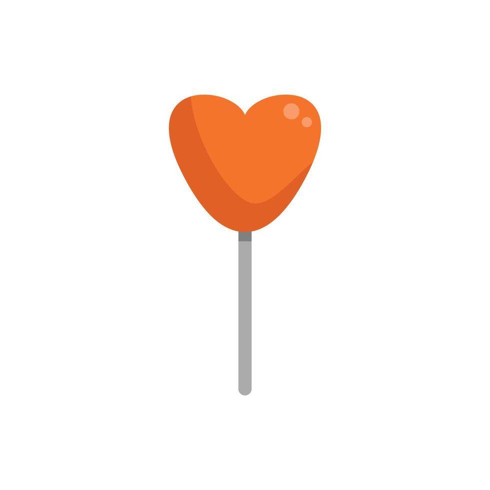 Orange heart shaped lollipop isolated on a white background vector