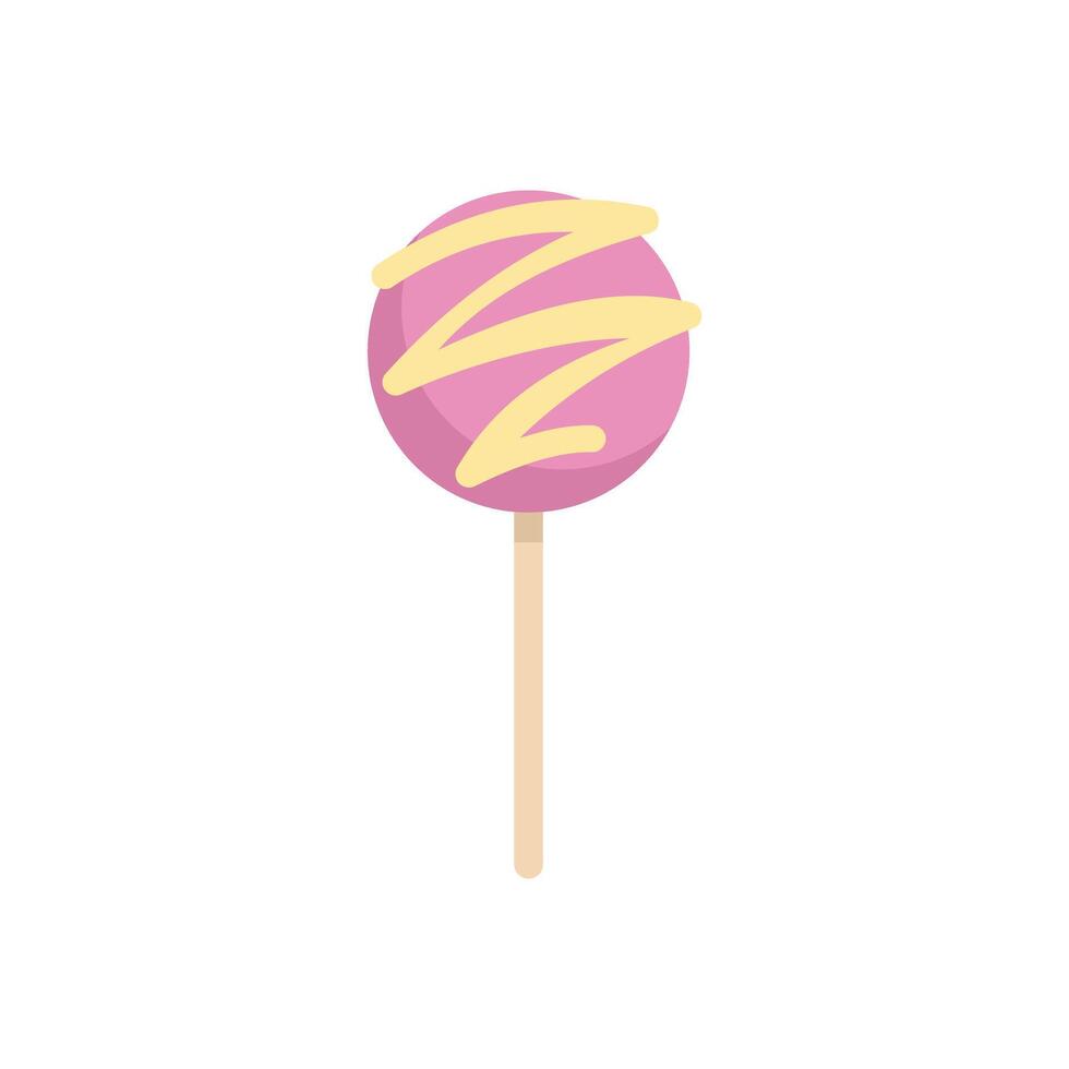 Pink cake pop with yellow drizzle on white background vector