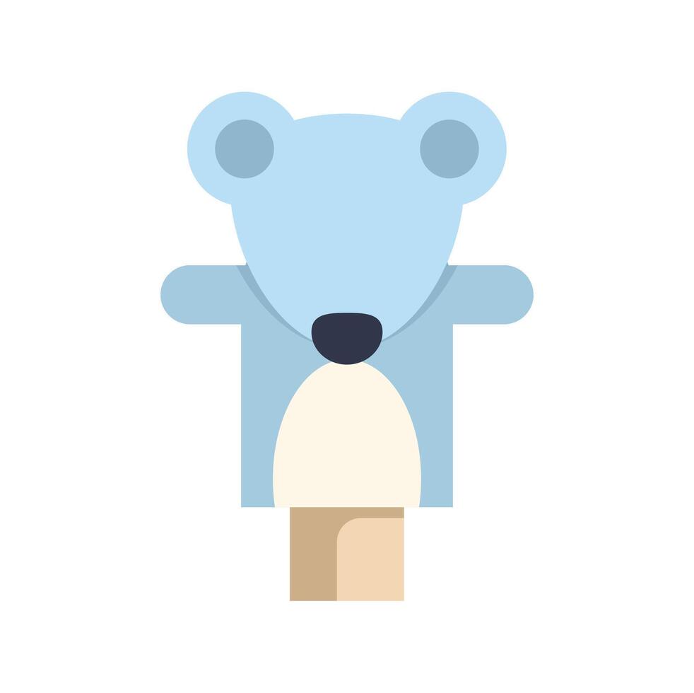 Blue mouse puppet standing on wooden stage for entertainment vector