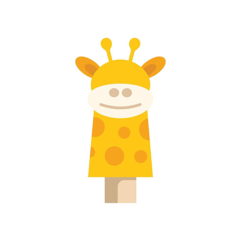 Cute giraffe hand puppet smiling isolated on white background vector
