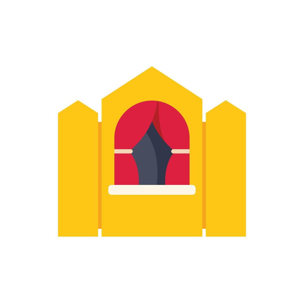 Puppet show stage with red curtain waiting for the play to start vector