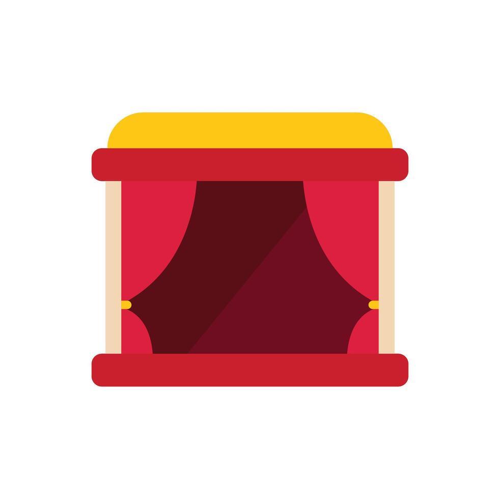Red stage with golden top and closed curtains waiting for the show to start vector
