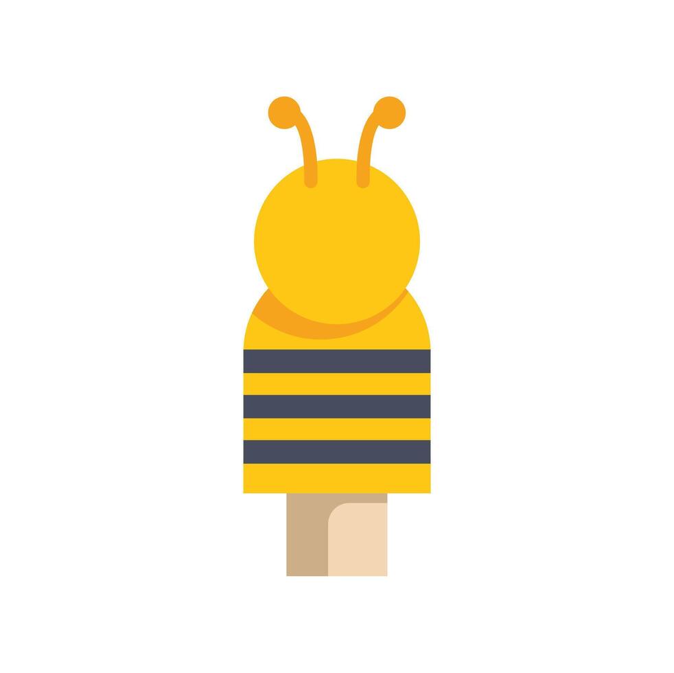 Cute bee finger puppet standing on white background vector
