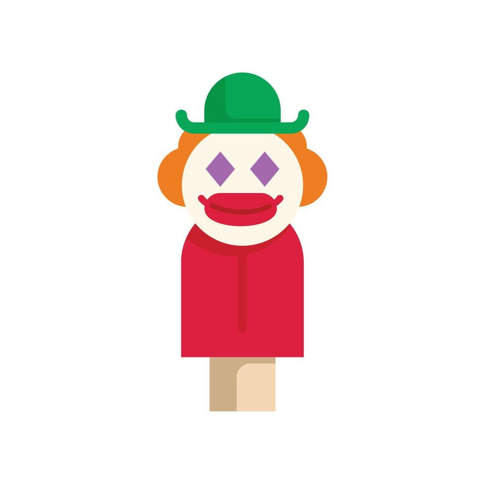 Funny clown puppet wearing a green hat and smiling vector