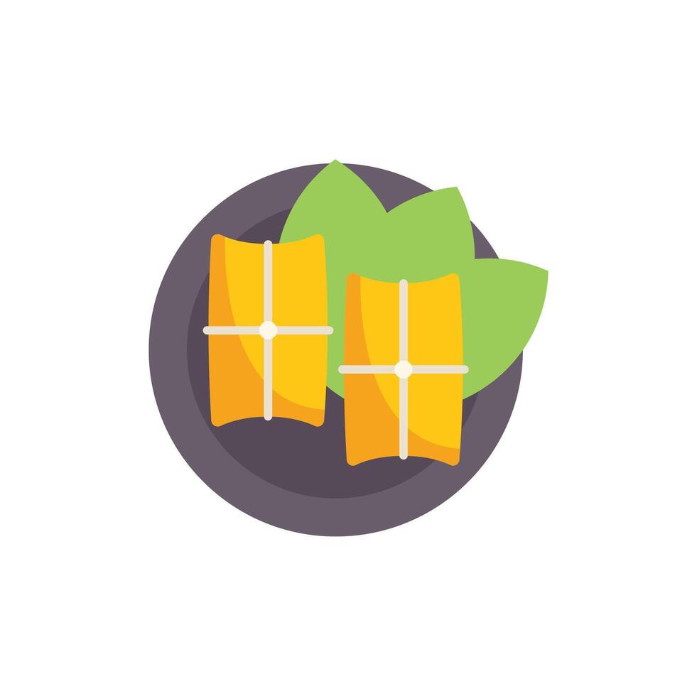 Two venezuelan hallacas served on a plate with banana leaves for christmas dinner vector