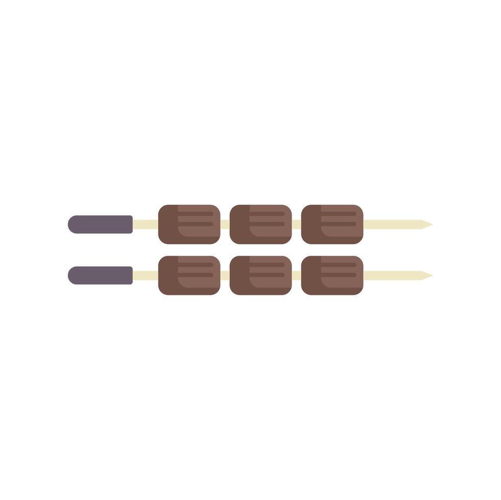 Grilled meat cubes on skewers forming a barbecue meal illustration vector