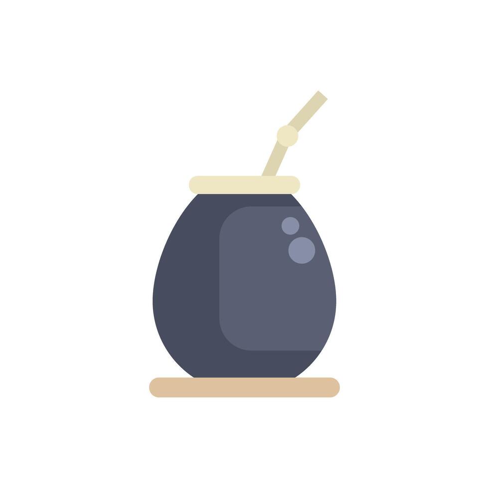 Traditional calabash cup with bombilla for drinking yerba mate vector